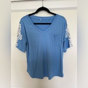 Lace Sleeve Pocket Blouse